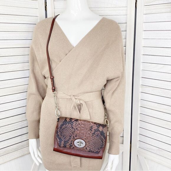 Coach Python Embossed Crosstown Crossbody Bag Brown - Picture 13 of 13